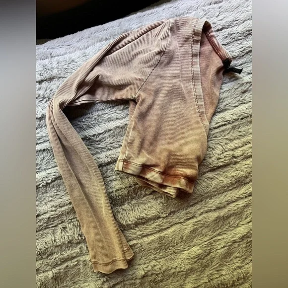 Forever 21 washed brown faux Wrap Crop Blouse - Picture 4 of 4